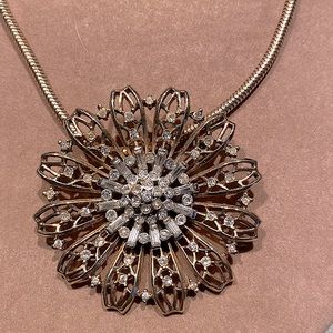 Exquisite Vintage Pat Pending Gold tone and Crystal Brooch/Pendant